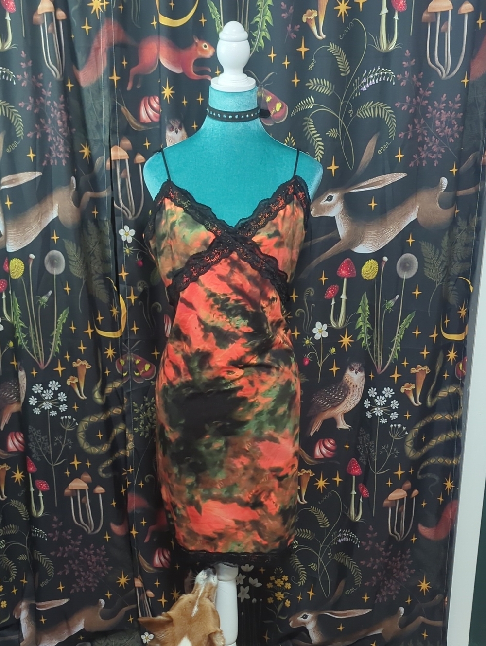 Tie Dye Lace Slip Dress